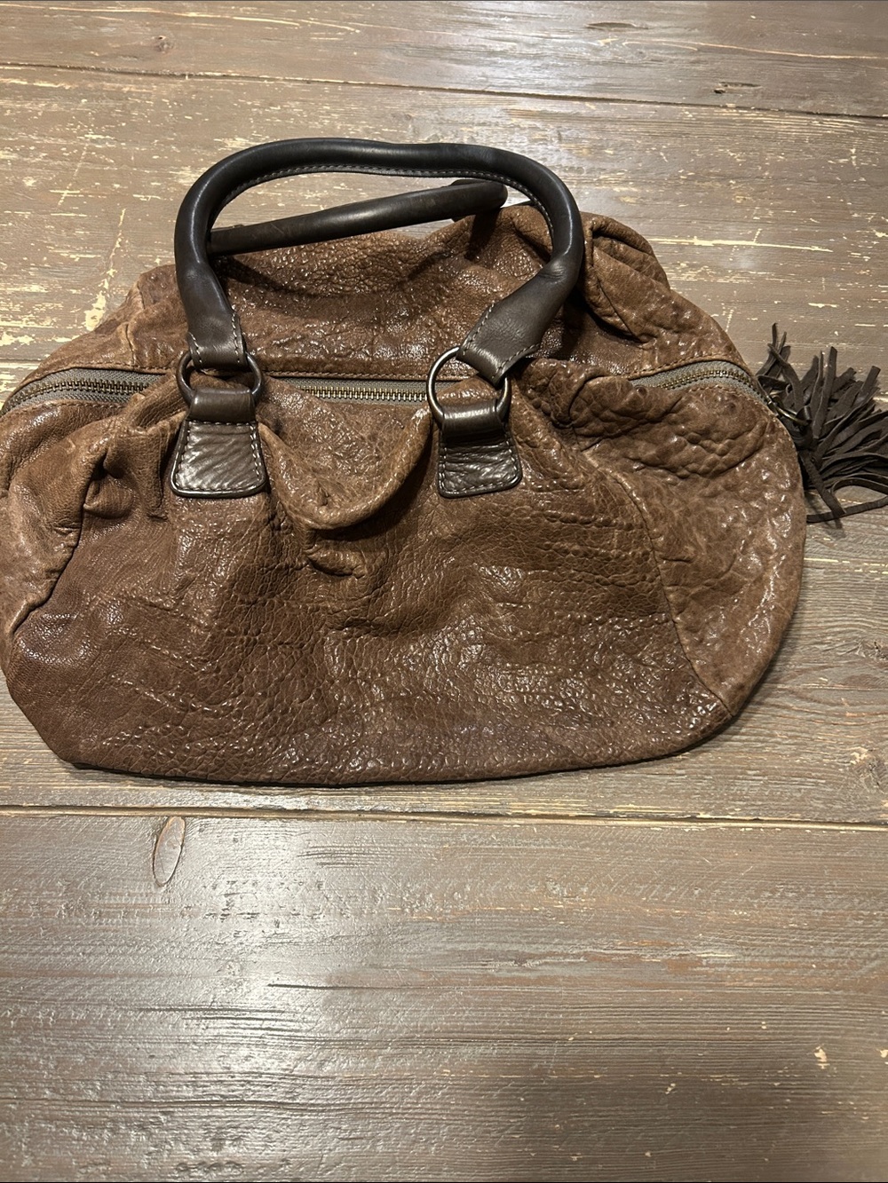 AllSaints Brown Genuine Leather Slouchy Shoulder Bag